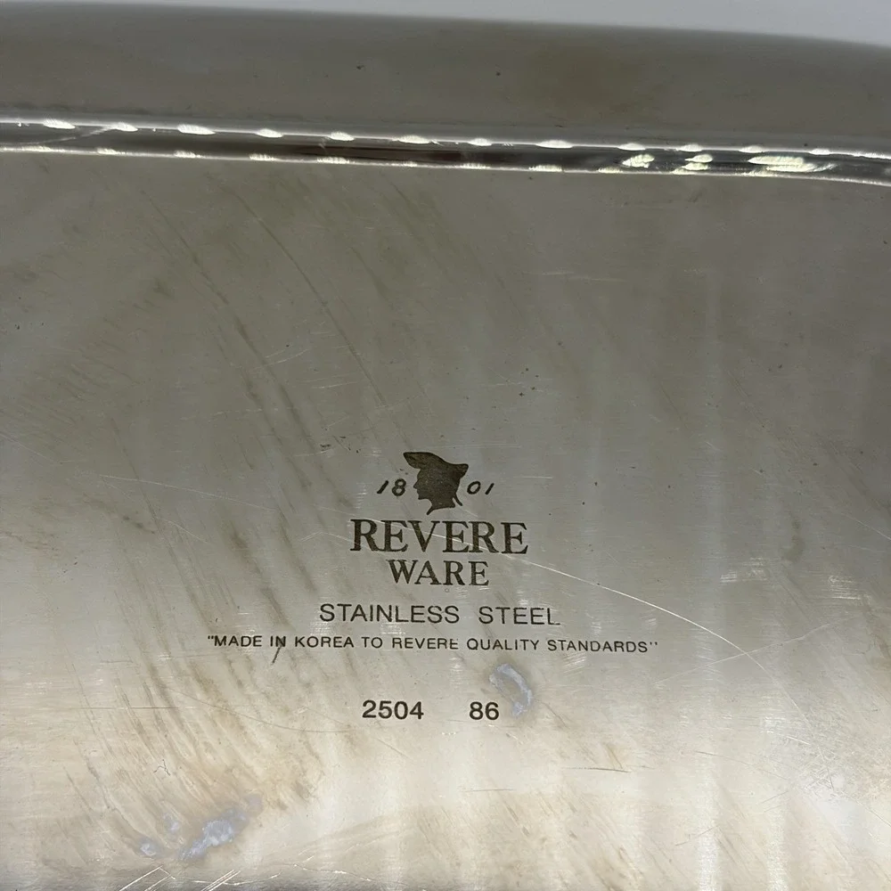 Vintage Revere Ware Roaster Pan #2504 w/ Rack Stainless Steel Korea 3-Piece